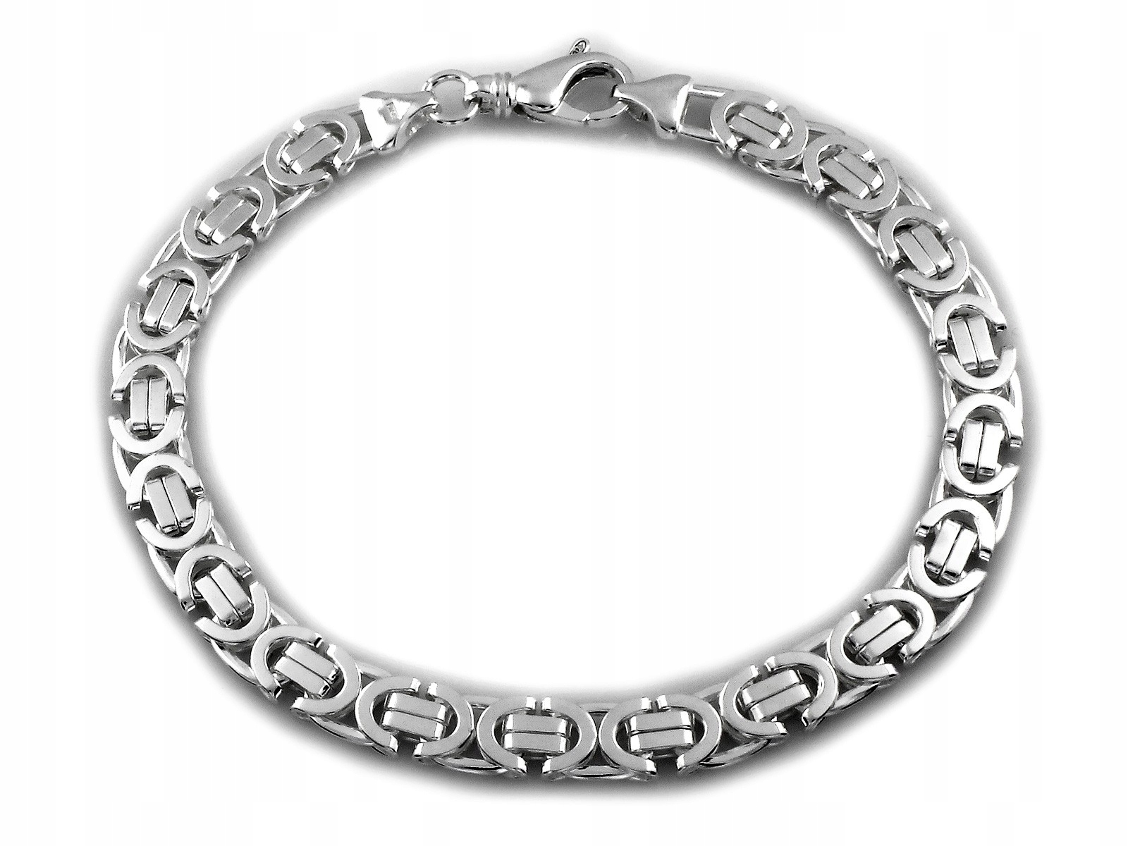 Stříbrný pánský náramek 925, váha 21.86 g, královská lesklá vazba 7 mm, velikost 22