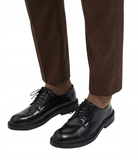 Selected Homme Černé Pánské Kožené Polobotky Hladké 45 N1B