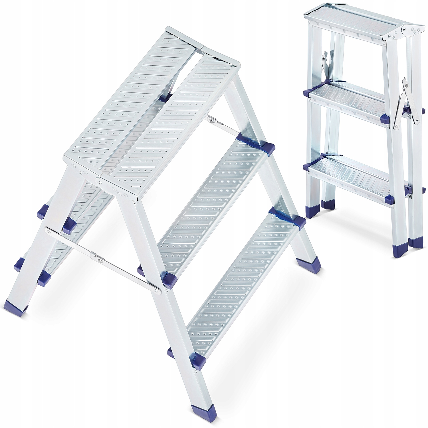 Žebřík domácí žebřík oboustranný skládací, kovový, ocelový, schůdky 2x3