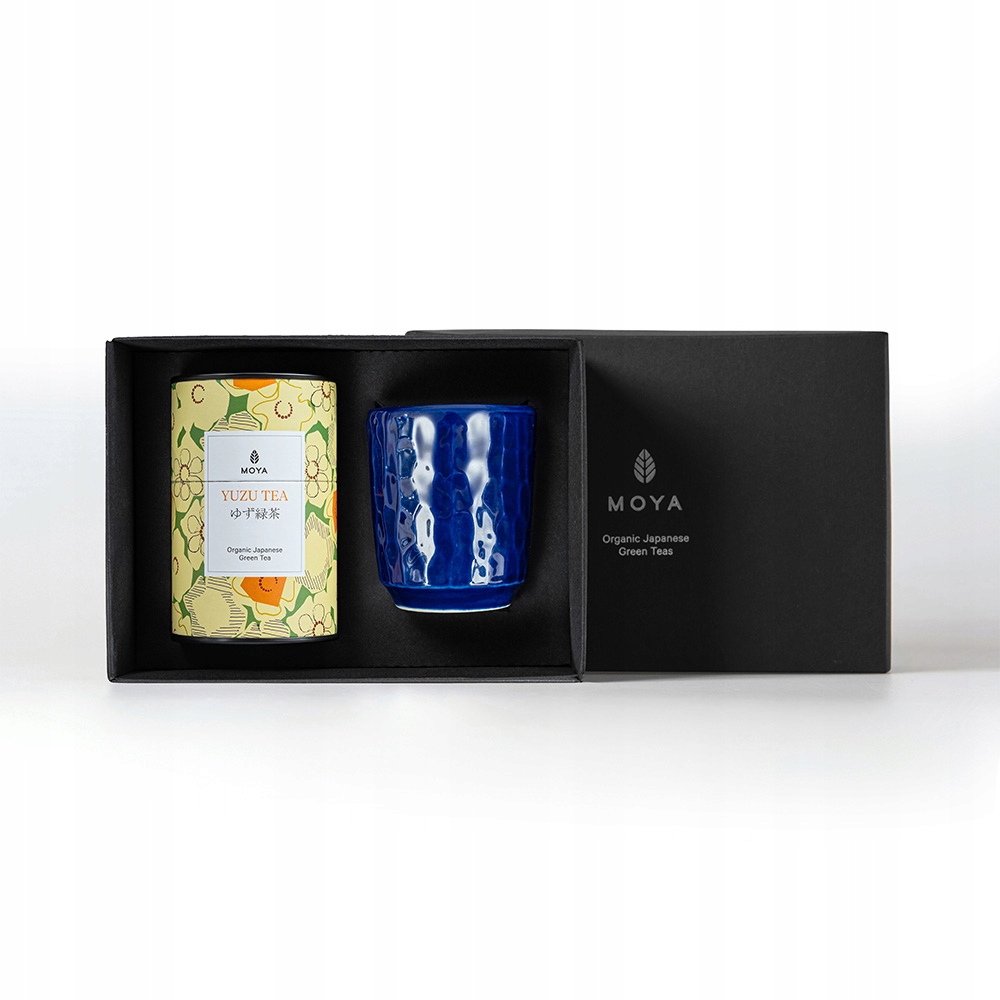 Zestaw prezentowy organiczna zielona herbata Moya Yuzu Tea i kubek Ukiyo