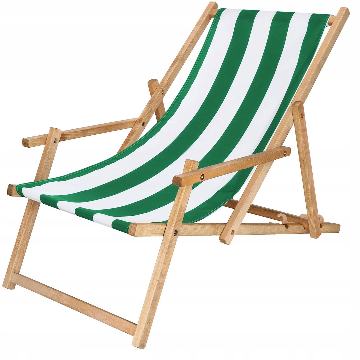 

Leżak Plażowy Drewniany Ogrodowy Pasy Składany