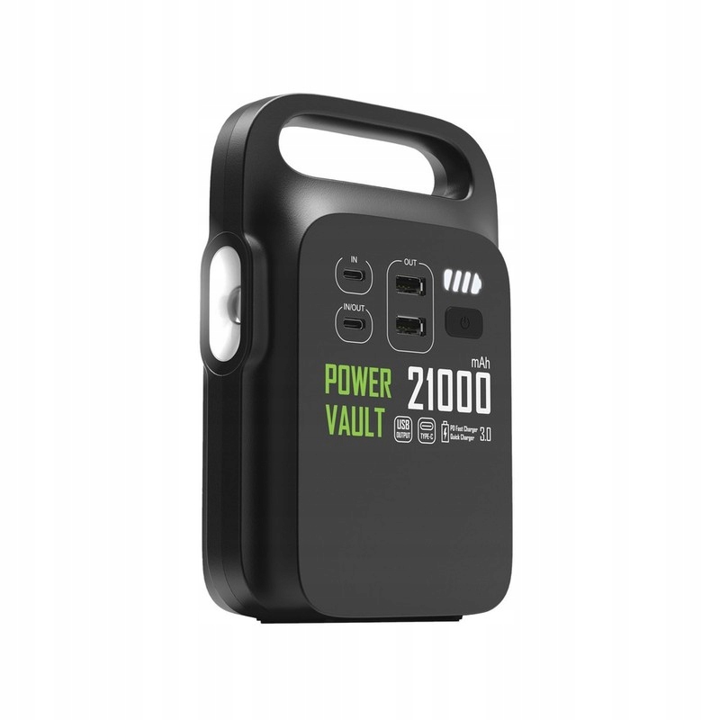 Powerbanka 21000 mAh s klikou IPX5 voděodolná s svítilnou, 3 režimy svícení