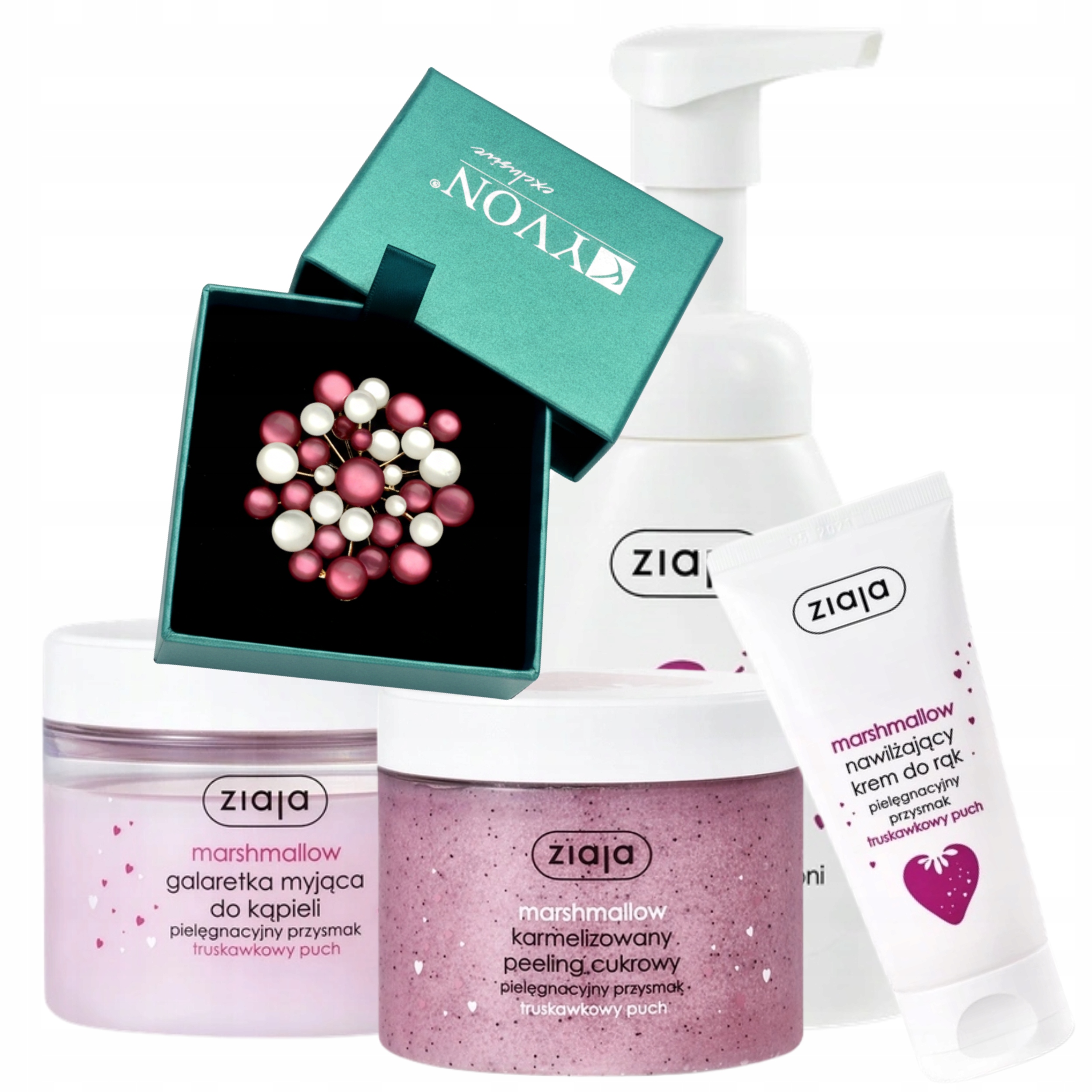 Ziaja Marshmallow zestaw kosmetyków truskawkowych Broszka