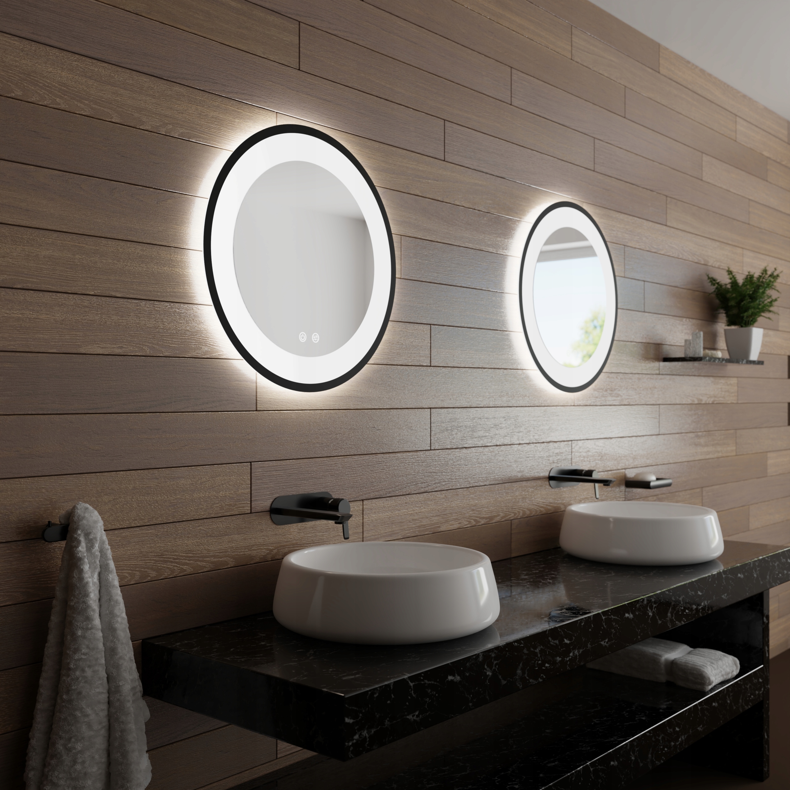 LUSTRO OKRĄGŁE LED W CZARNEJ RAMIE 60CM MEGA JASNE Kod producenta LED2N