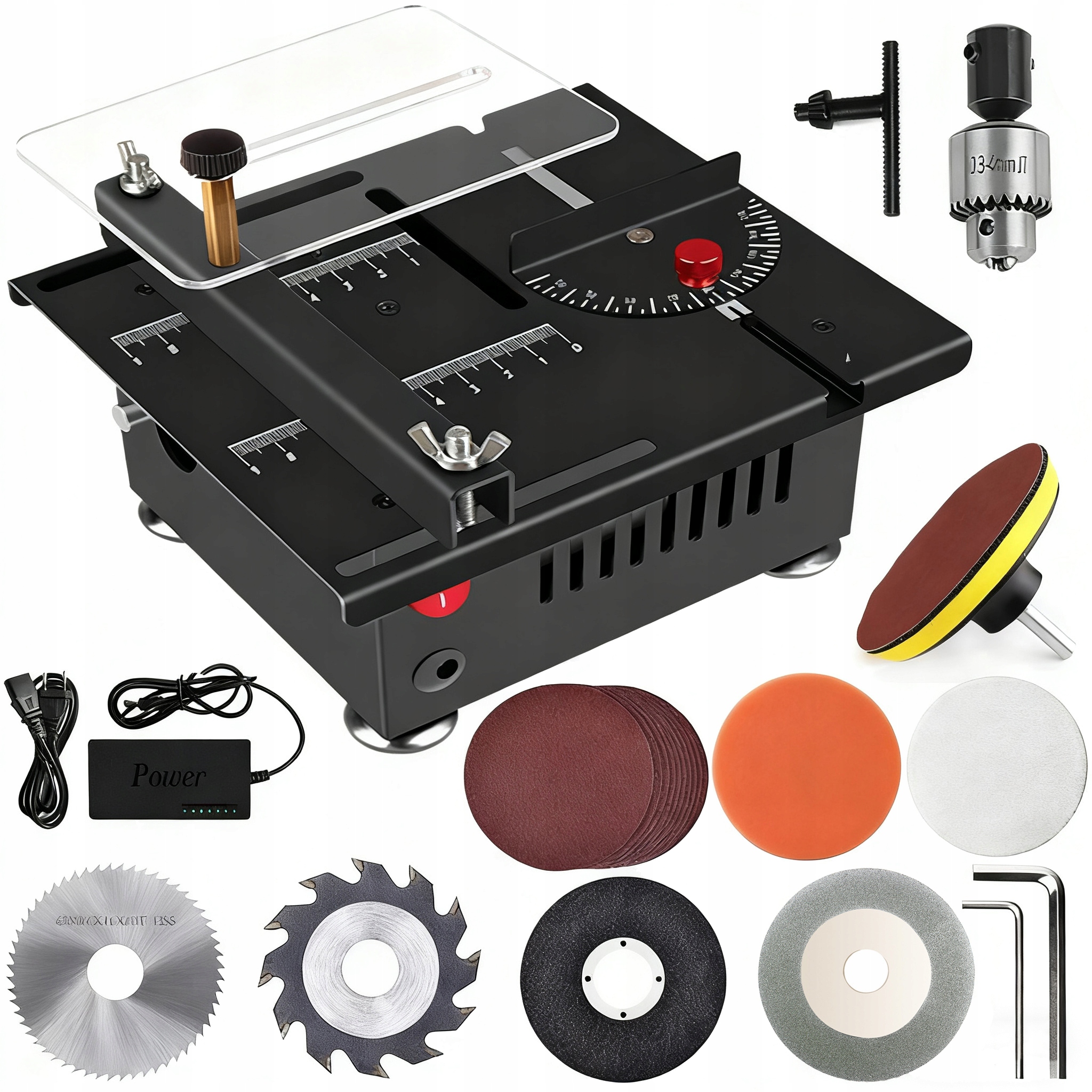 Mini elektrická stolní pila s funkcí broušení a leštění 100 W