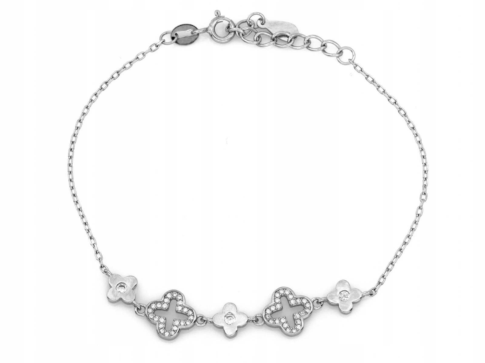 Dámský náramek ze stříbra 925 Květiny se zirkony jako dárek r20