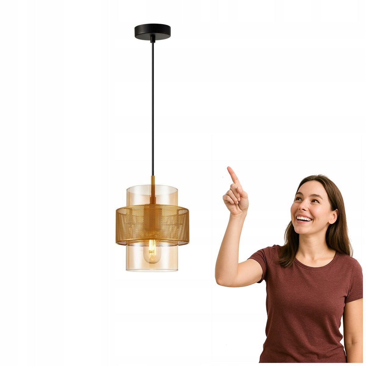 Závěsná lampa Vinoti PND-22132-1S-GD-AMB Italux