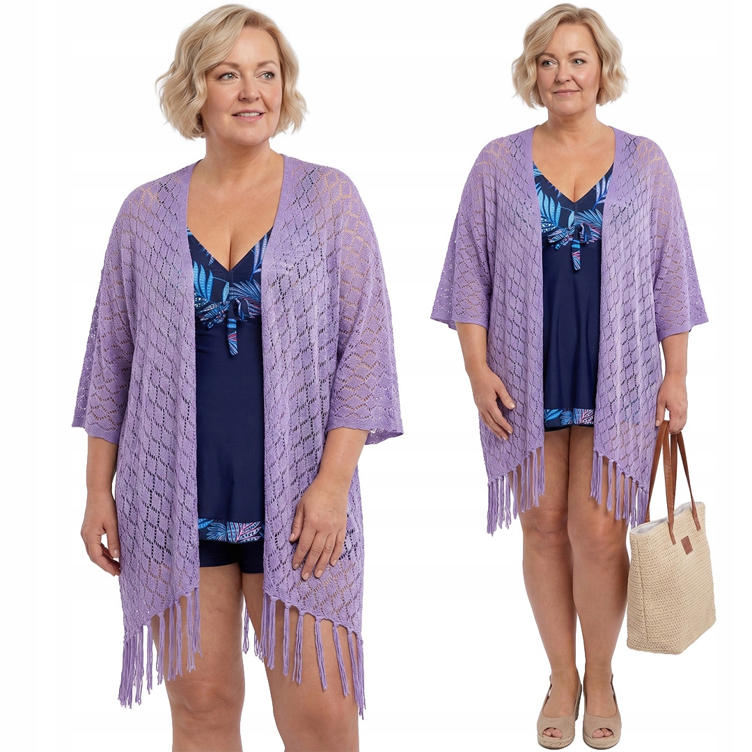 Levandulový ažurový přehoz plus size velikost 52-66