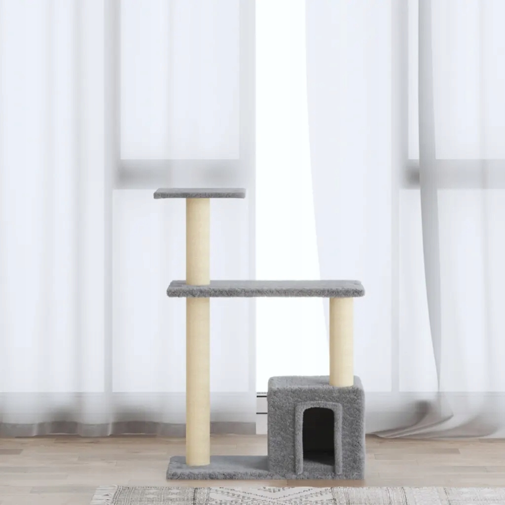 Levně Škrabadlo pro kočky se sisalovými sloupky světle šedé 70 cm