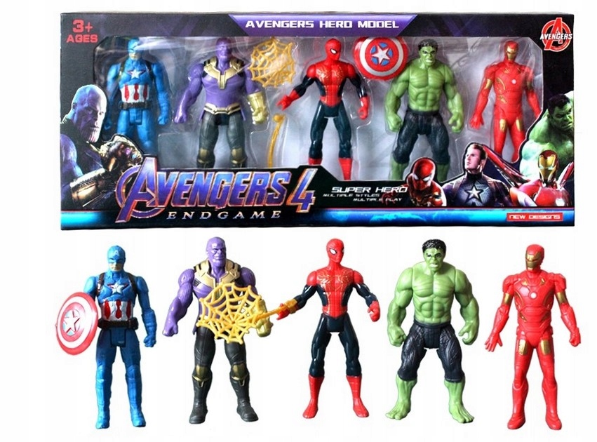 

Figurki Avengers Hulk Iron Spiderman Thanos 5 Szt