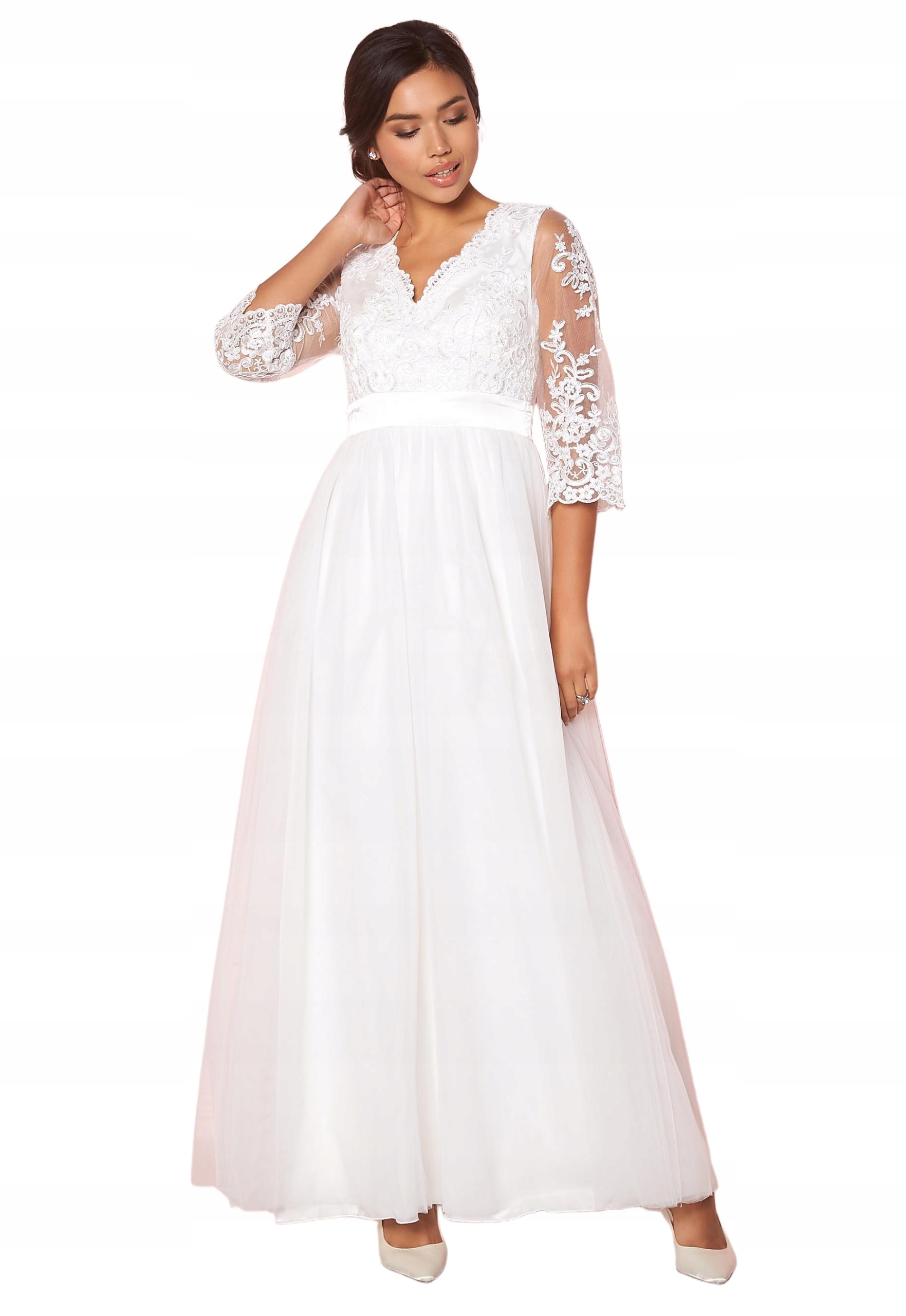 Happy Holly Svatební Šaty Rukáv 3/4 Krajka 36/S Šm 36