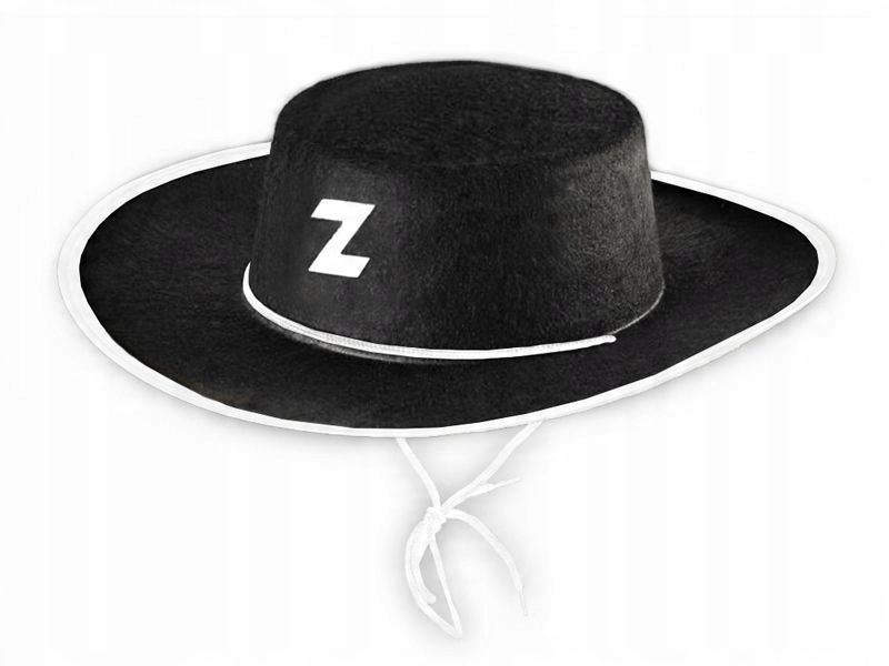 

Kapelusz Zorro Czarny Jeździec Biała Lamówka