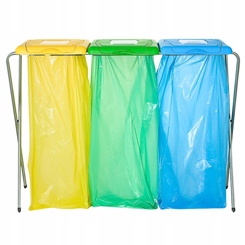 Stojak Kosz Do Segregacji Potrójny Wraz Z Worakmi Do Segragacji Eko