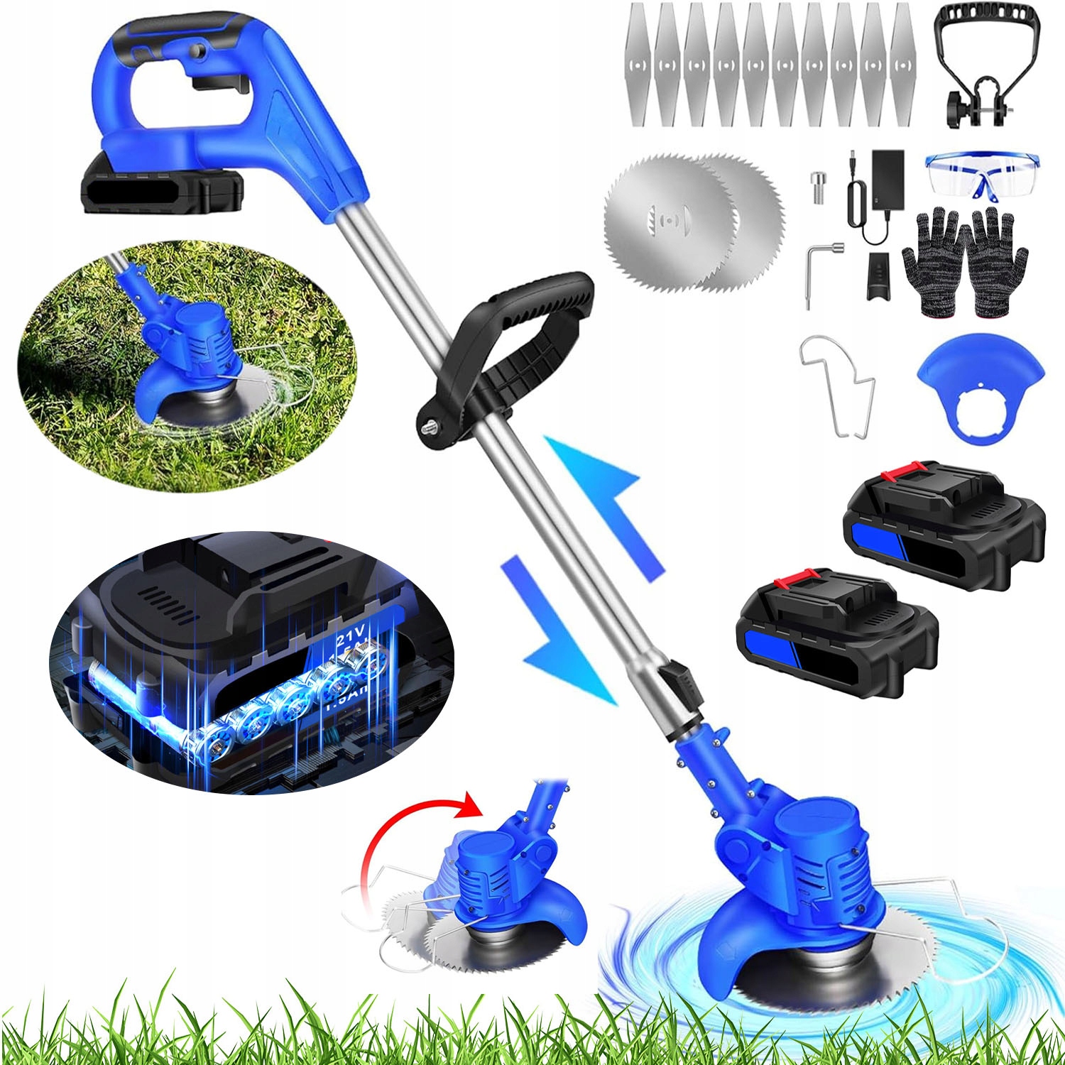 Akumulátorový vyžínač 21 V 18000 ot/min pro Trávy s ochranným krytem 800 W