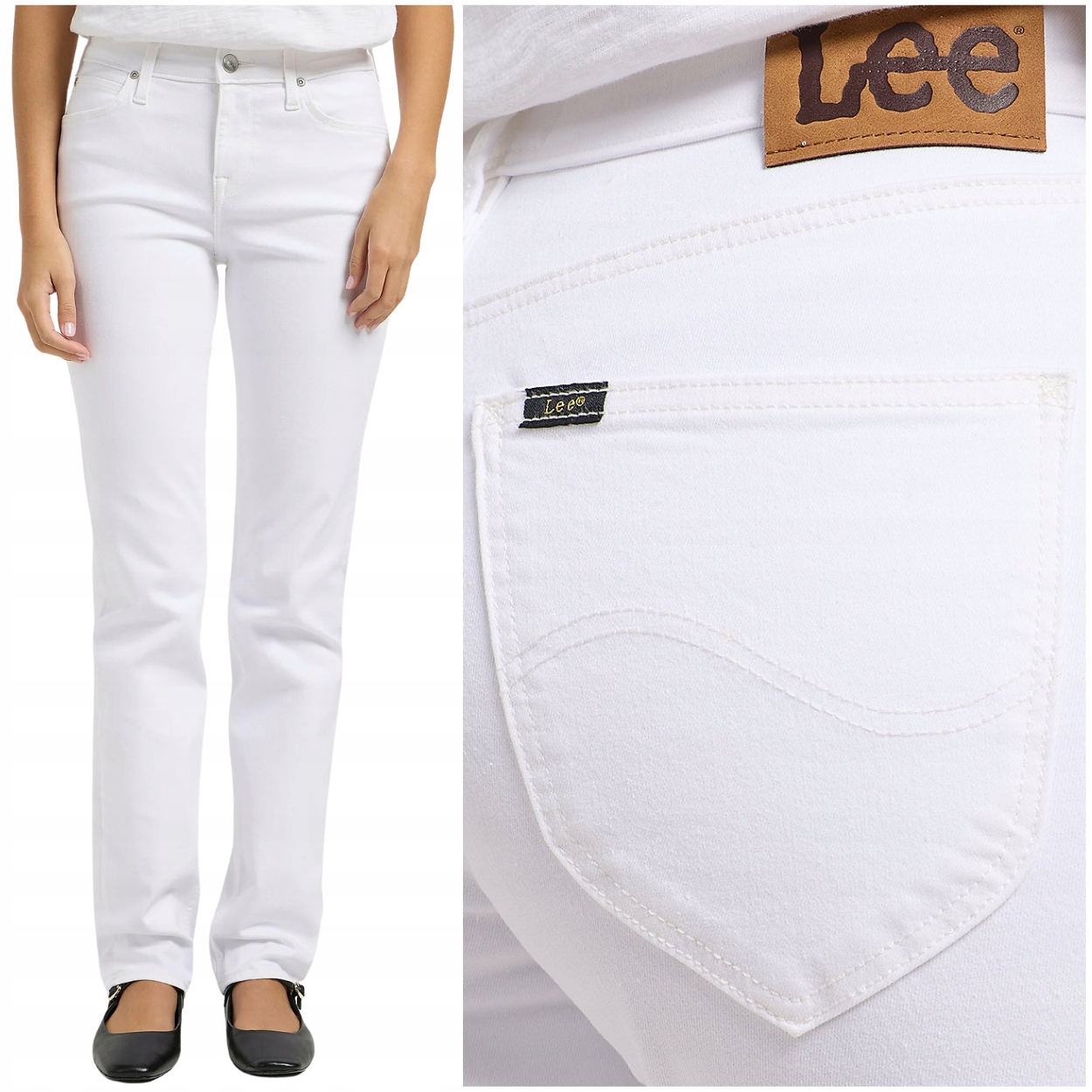 Lee Marion Straight Bright White jednoduché dámské džínové kalhoty W33 L31