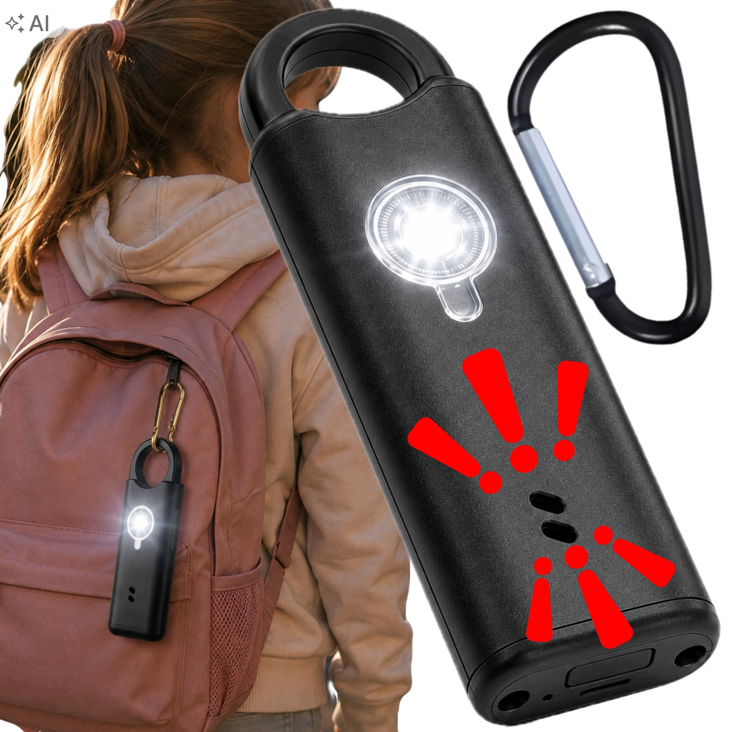 Alarm Osobisty Brelok Bardzo Głośny Dla Dzieci I Kobiet 135 Db Led Usb 2W1