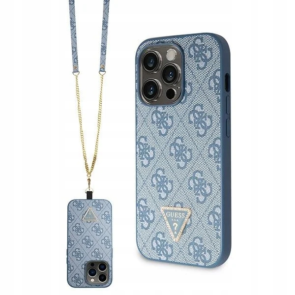 Pouzdro Guess GUHCP14LP4TDSCPB Apple iPhone 14 Pro pevné pouzdro Crossbody 4G Metal