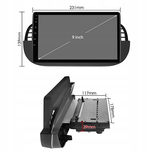 FIAT 500 2007-2014 RADIO Android WIFI GPS 2/32GB Model ANDROID AUTO CARPLAY