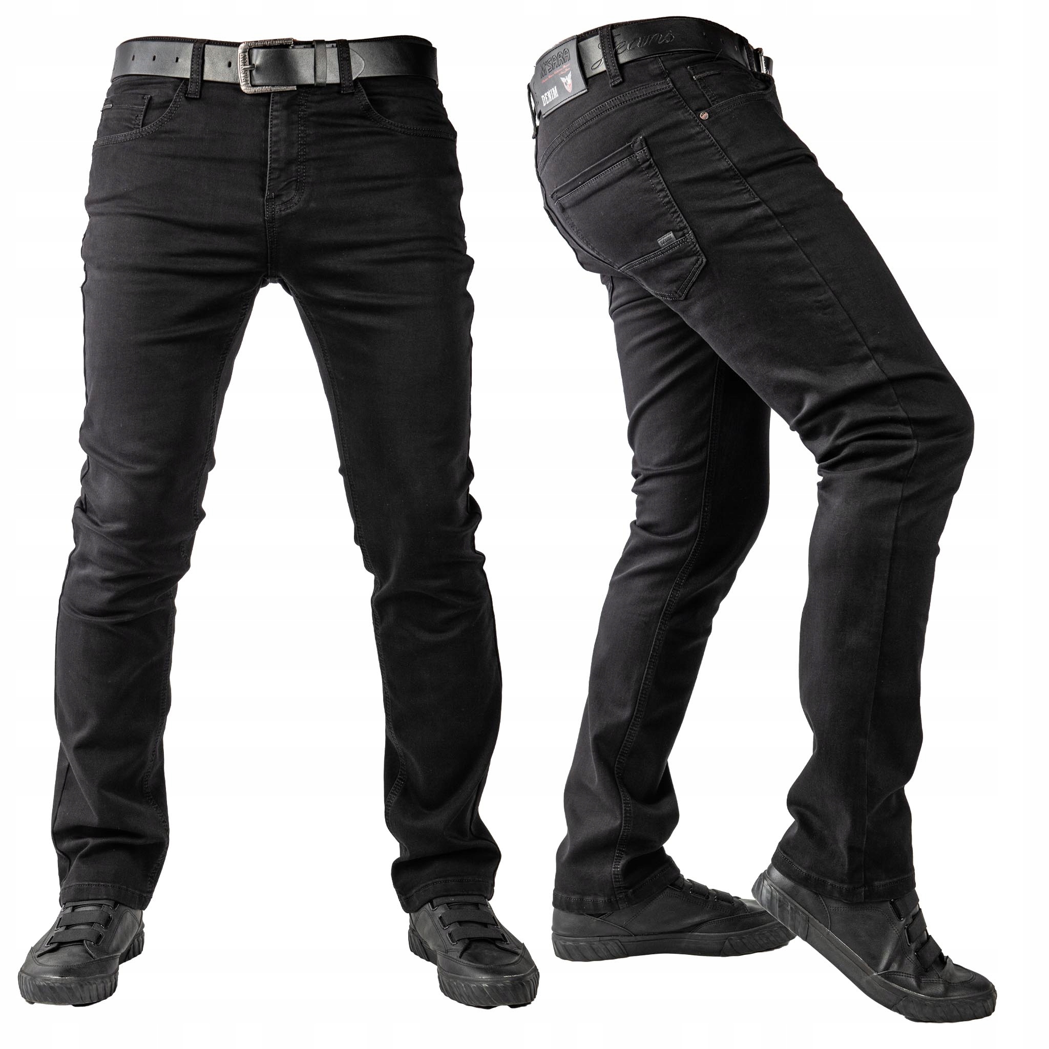 Pánské džínové kalhoty Černé Slim Sang pásek bonus vel. 38