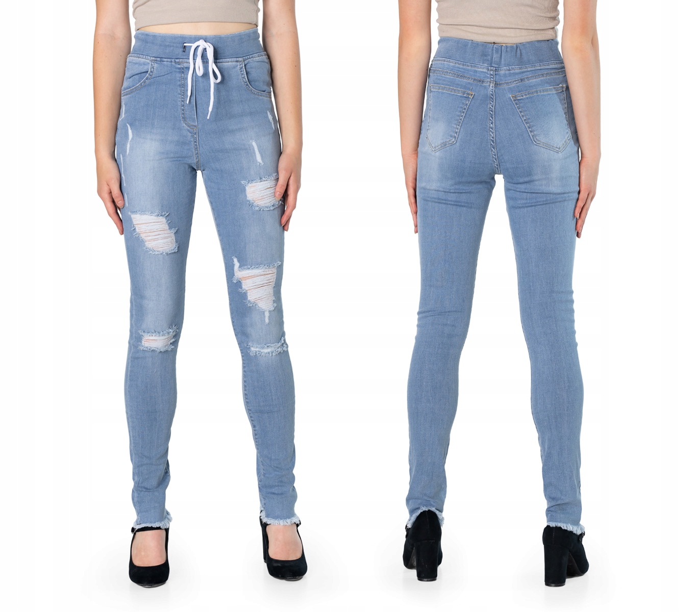 

Spodnie Jeans Rurki Damskie Wysoki Stan 9021A-3 36