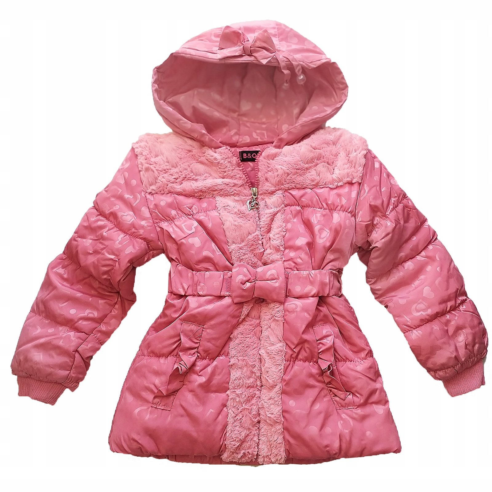 Kurtka dziecięca płaszcz pasek pikowana 104/110