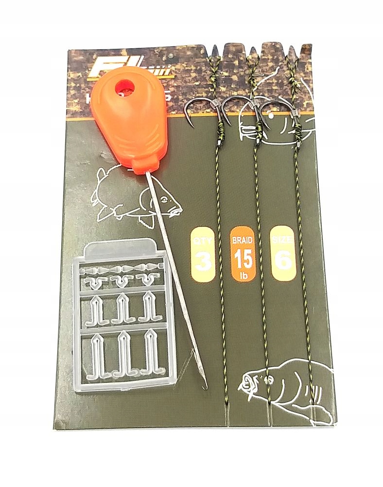 

Przypon Karpiowy z Włosem 3szt Hak 6 Igła Stopery