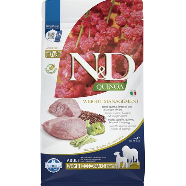 N&d Quinoa Dog Gf, Lamb & Broccoli Adult Medium & Maxi 2,5 kg