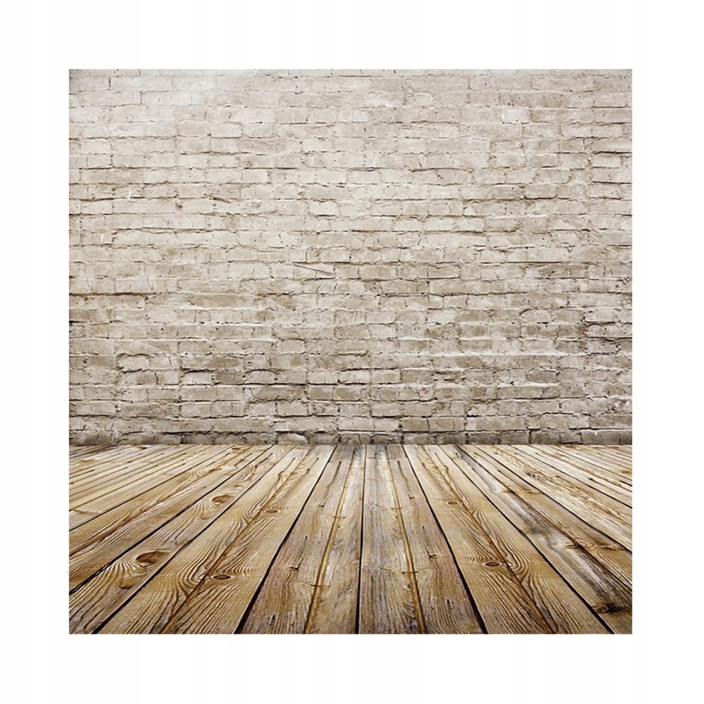 3x3m winylowe tło fotograficzne Stare wnętrze z cegłą i drewnianą podłogą