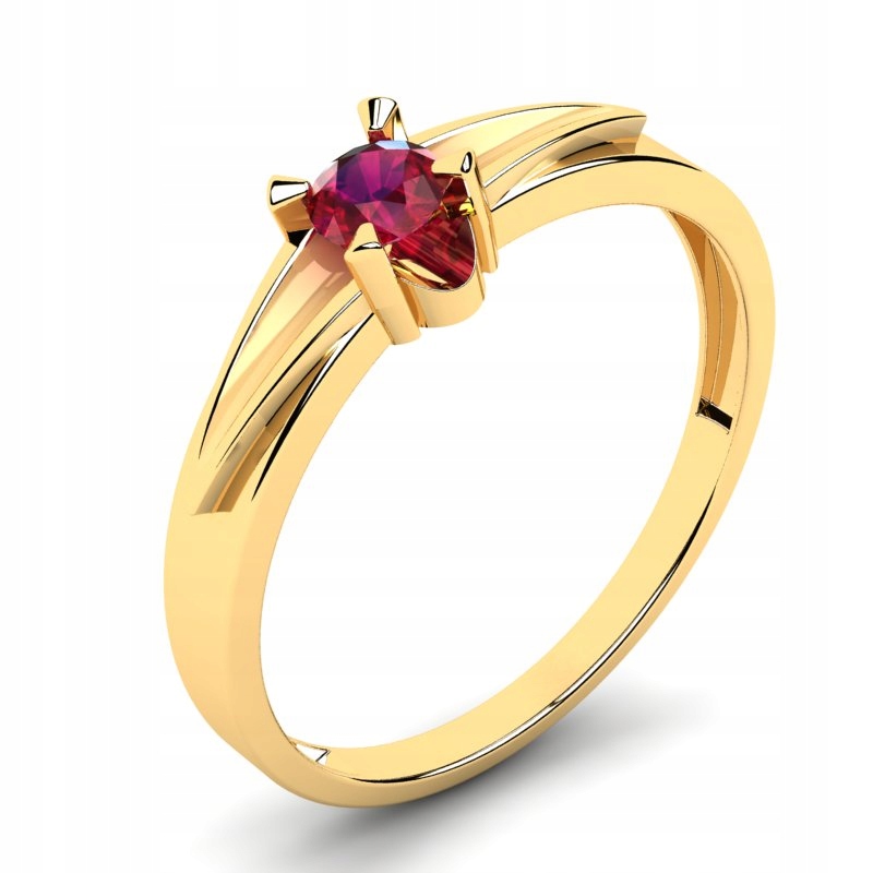 

Pierścionek Złoty Klasyczny Z Rubinową Cyrkonią