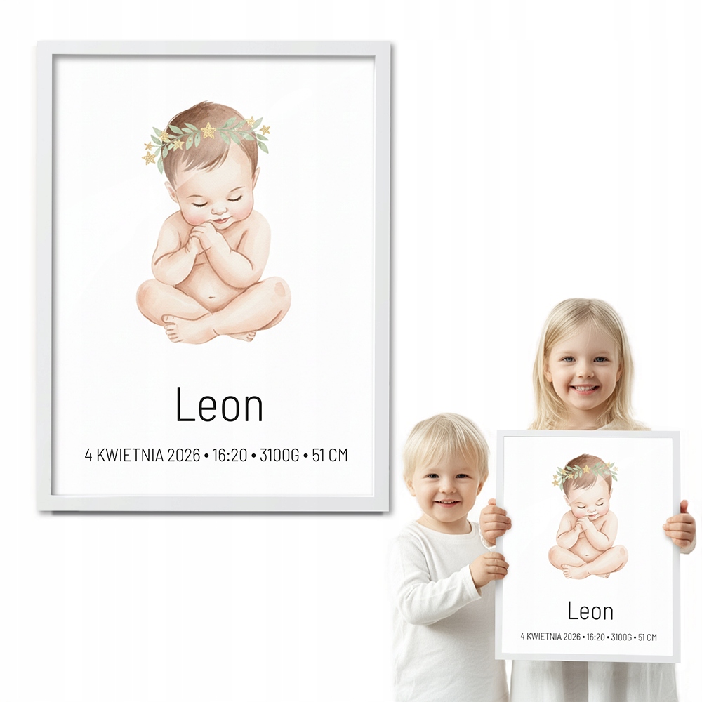 Obraz s rámečkem Metrička Pro Chlapce bílý rámeček 50x70 do dětského pokoje