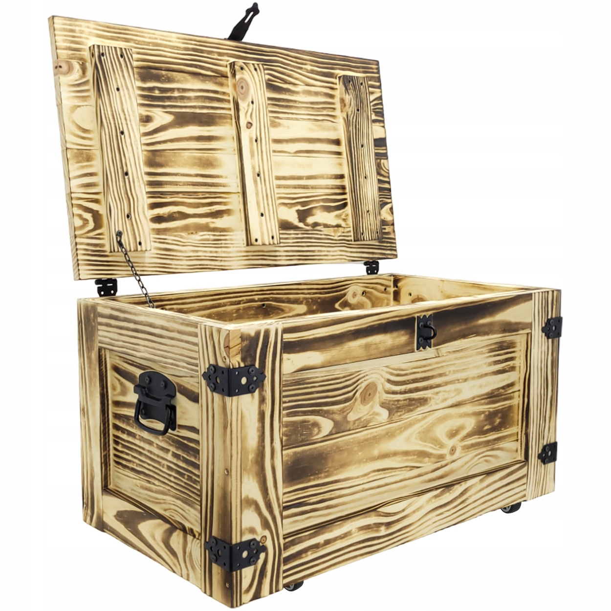 Rustykalny drewniany kufer 80cm SKRZYNIA opalana