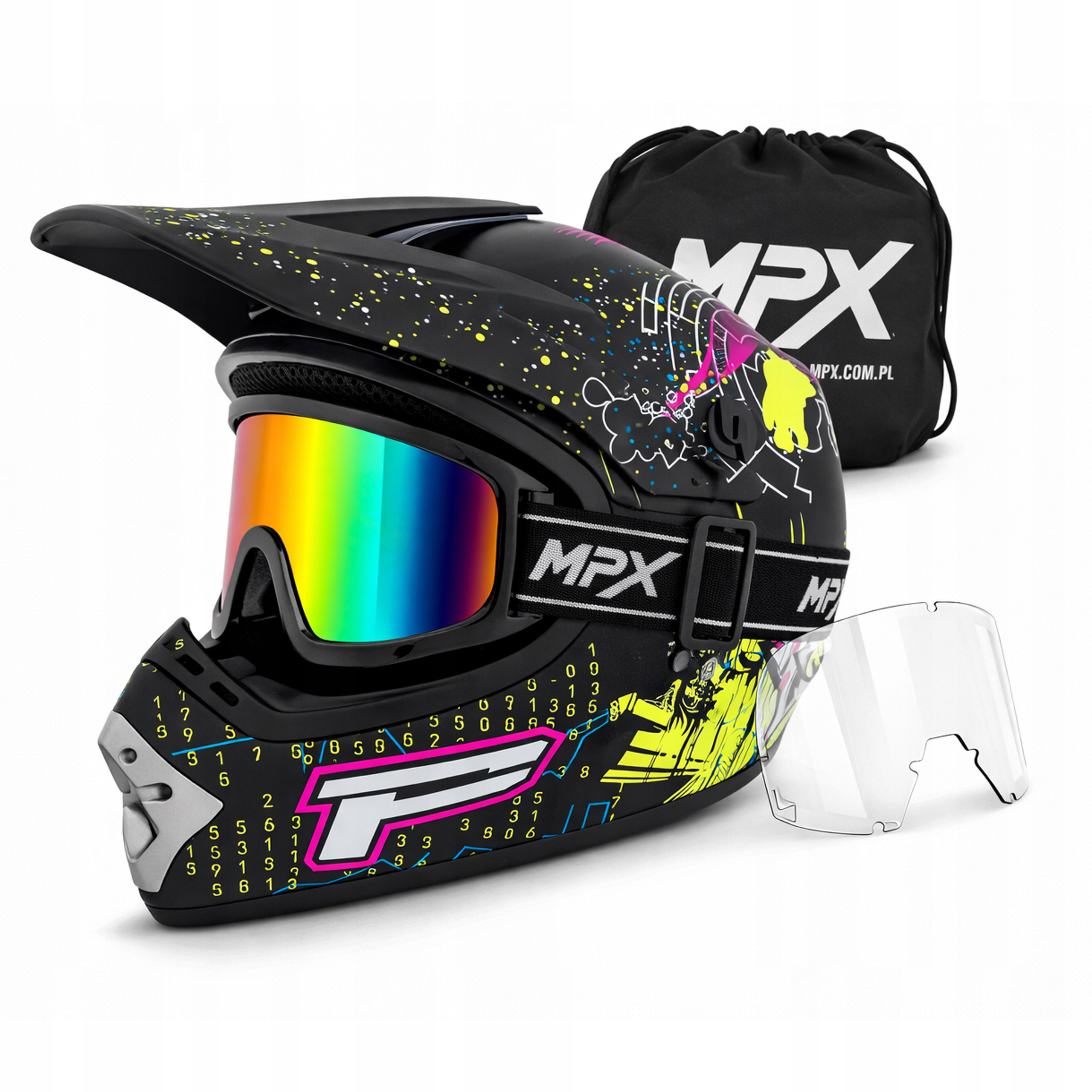 Kask dla dziecka L+Gogle na Quad Enduro Bmx Mtb Cross Hulajnoga L 57-58 cm