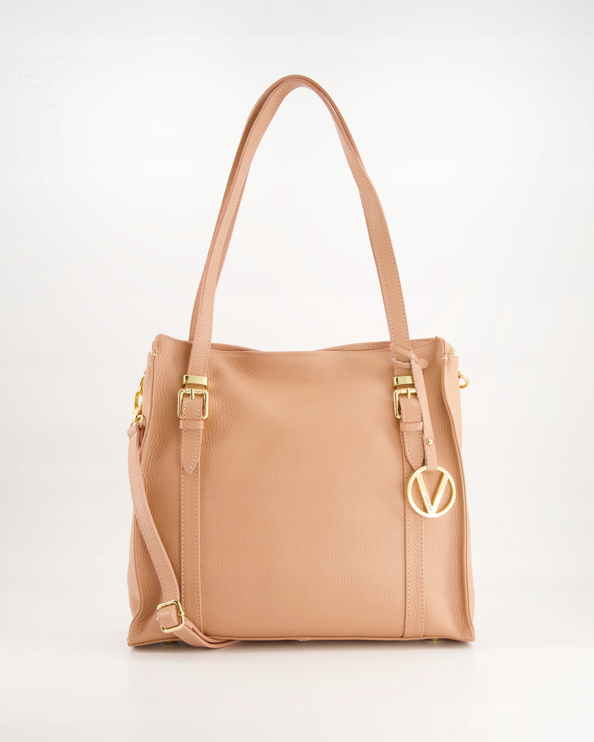 Klasyczna Różowa Torba Damska Na Ramię Venezia Ze Skóry Naturalnej