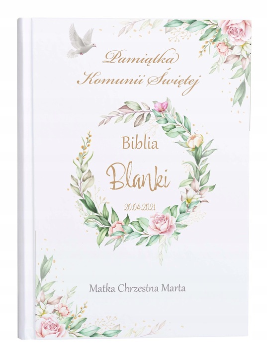 BIBLIA NADRUK UV KOMUNIA CHRZEST PERSONALIZOWANY