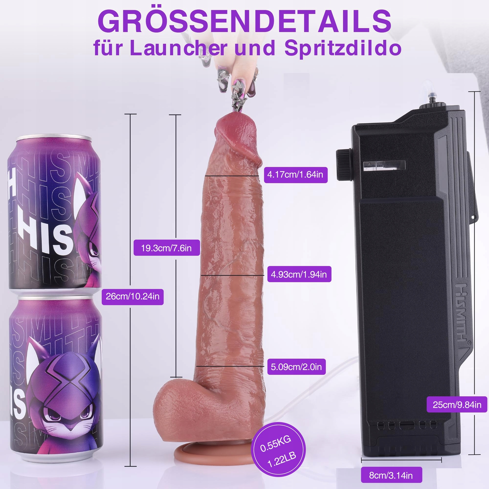 HISMITH Realistyczny Dildo 26 cm z Aplikatorem Żelu — miniatura 5