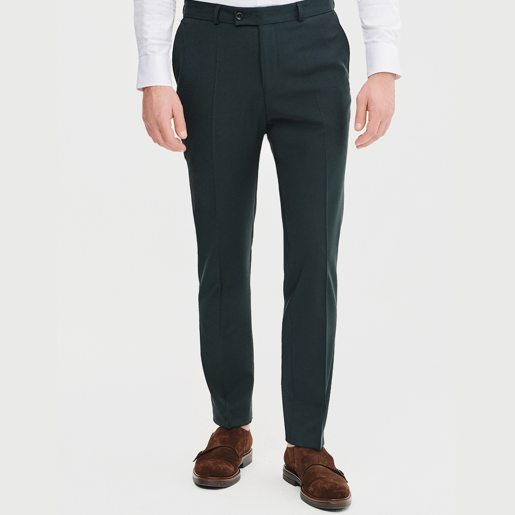 Zelené vlněné oblekové kalhoty Pako Lorente vel