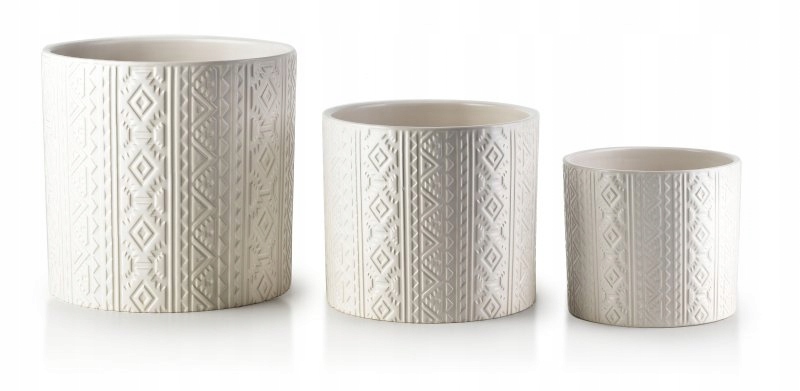 KOMPLET DONICZEK CERAMICZNYCH 3SZT. - BIAŁA DONICA