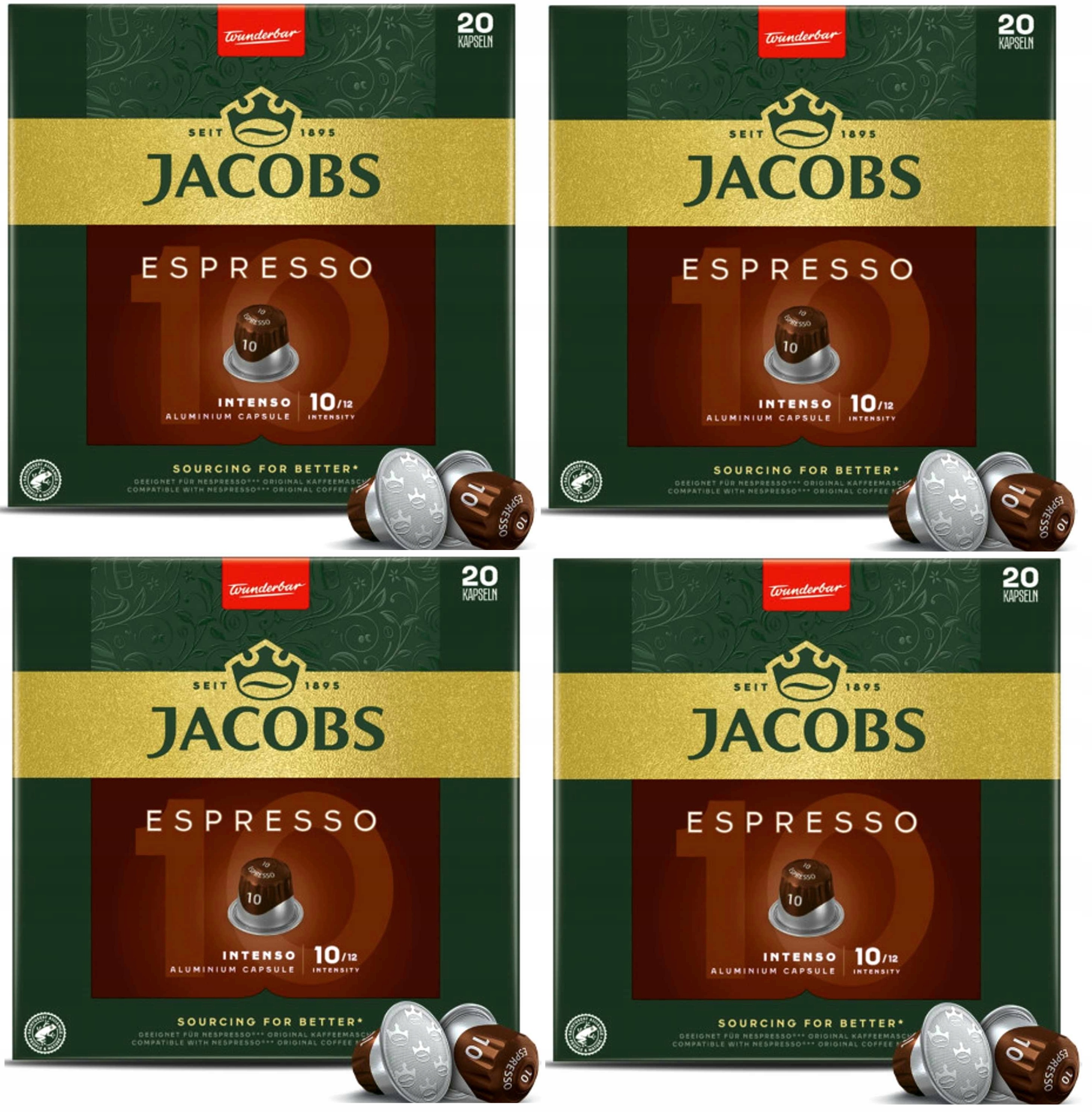 Zestaw 4 x Kapsułki do Nespresso Jacobs Espresso 10 Intenso 20 szt.