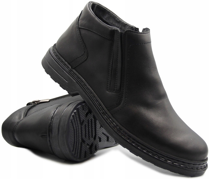 Zimowe Buty Męskie Skórzane Ocieplane Helios886 45