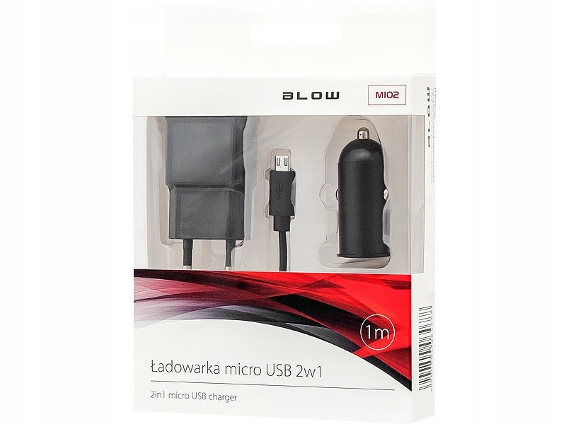 Blow Ładowarka Samochodowa 2,1A+SIECIOWA+kabel 3w1