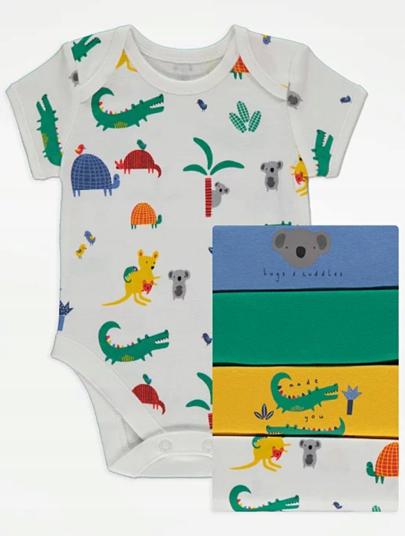 

George 5 pak body z krótkimi rękawkami Animals 74
