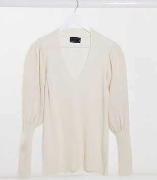 MATERNITY SWETER BEŻOWY Z RĘKAWAMI PROSTY 46 1ZAW