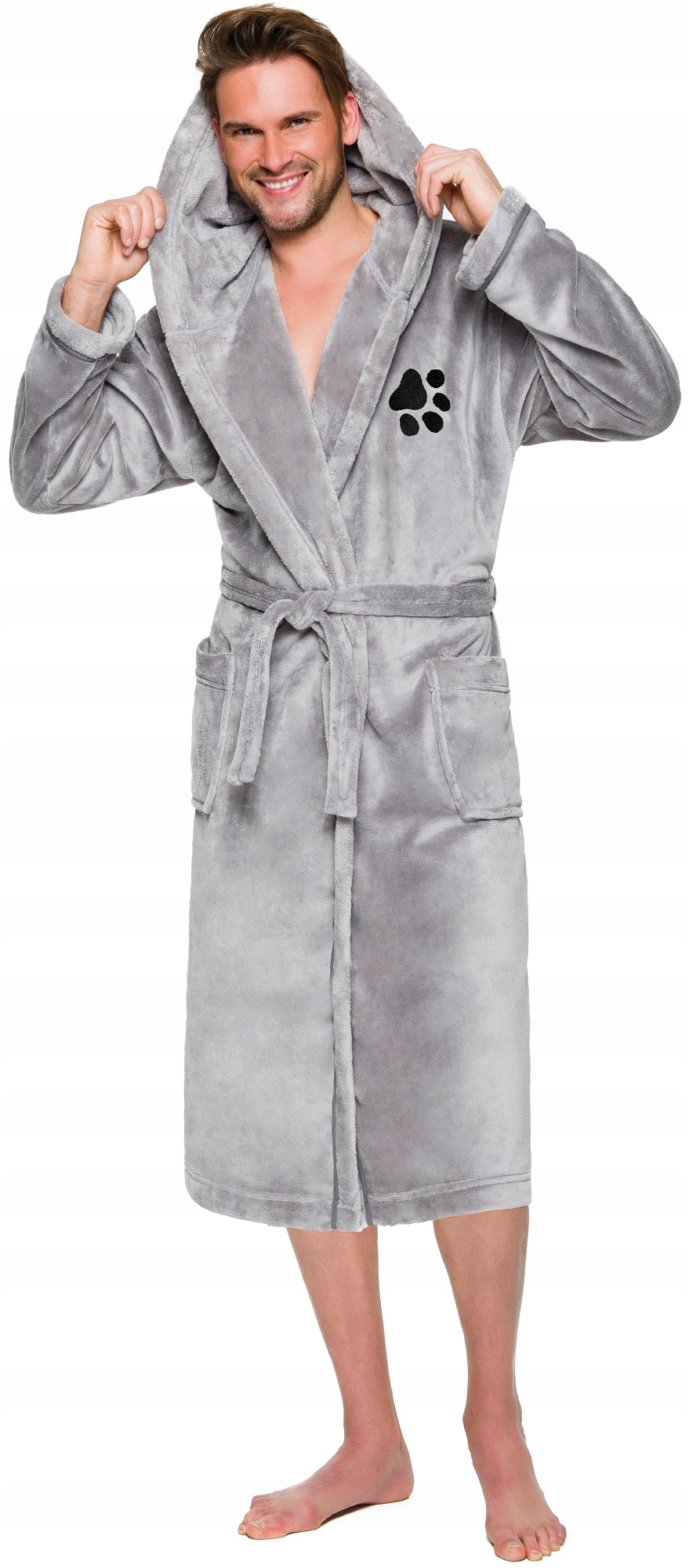 ŁAPKA CIEPŁY DŁUGI SZLAFROK MĘSKI Z KAPTUREM XXXL Materiał dominujący wellsoft