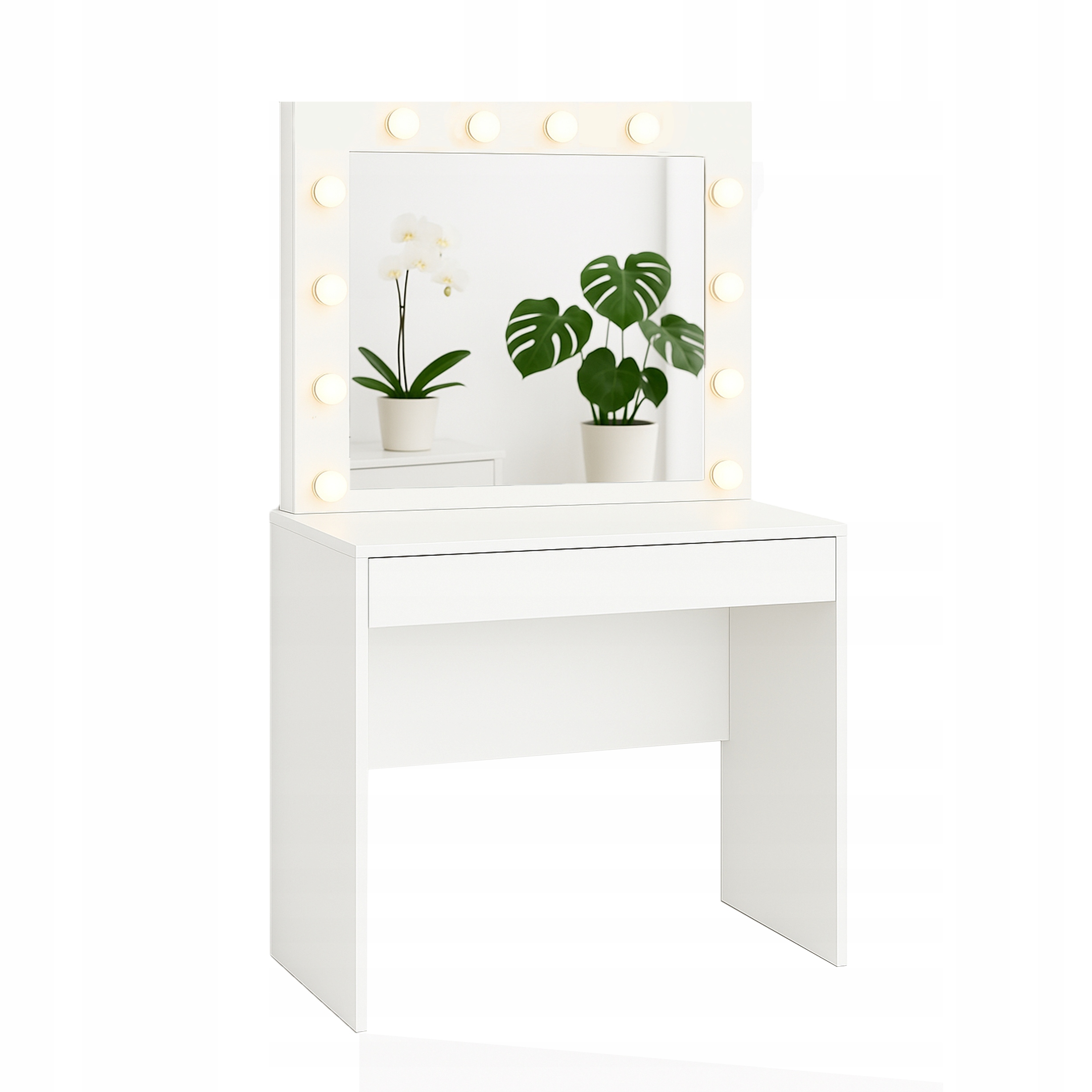 TOALETKA KOSMETYCZNA BIAŁA LED Z LUSTREM PODŚWIETLENIE SNOWY