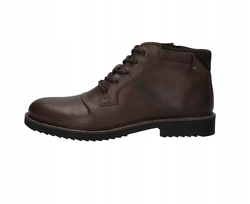 Bugatti Hnědé Kožené Kotníkové Boty S Ozdobným Šitím 42 T7G