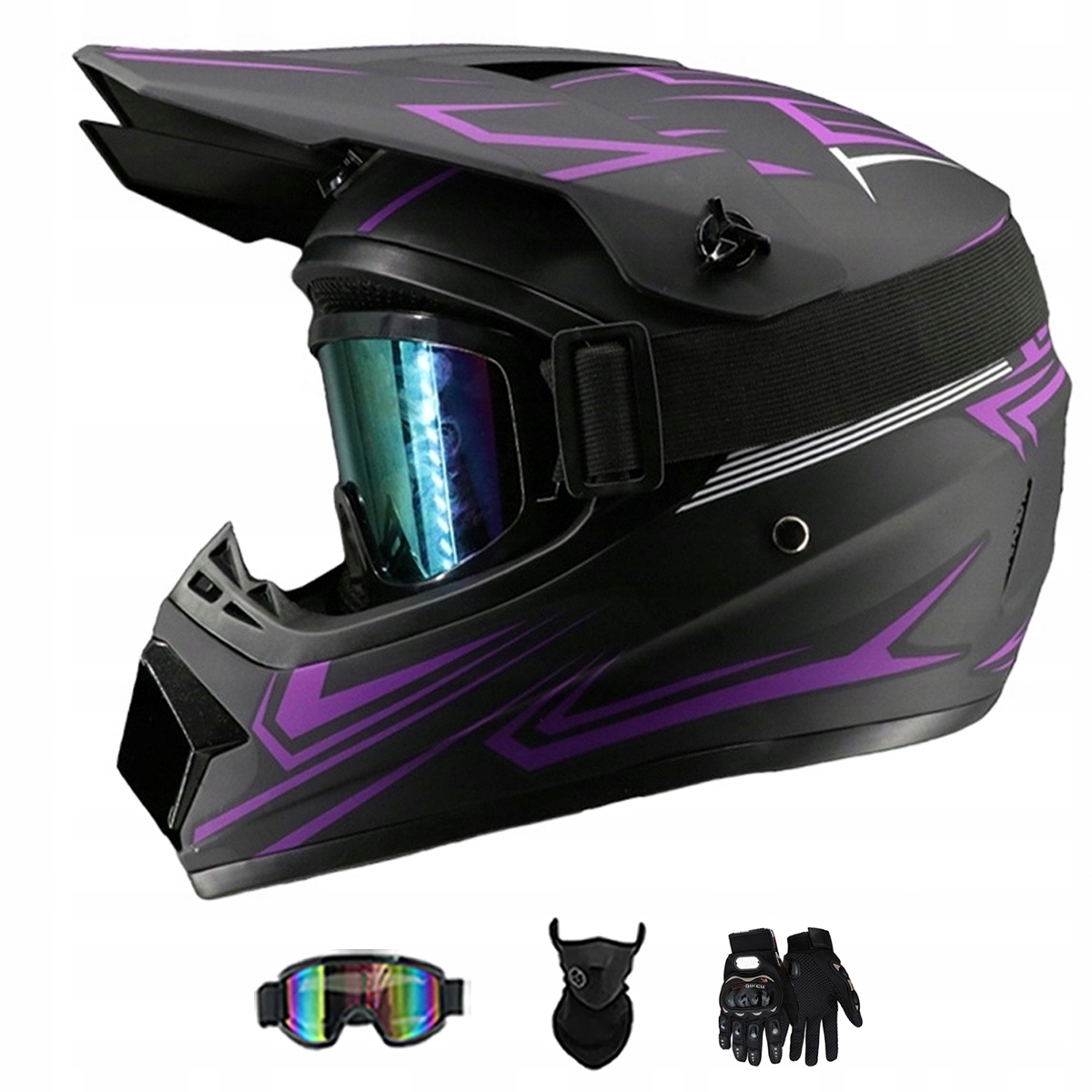 Motocyklová Přilba Lehká Enduro Quada Brýle Rukavice Maska M