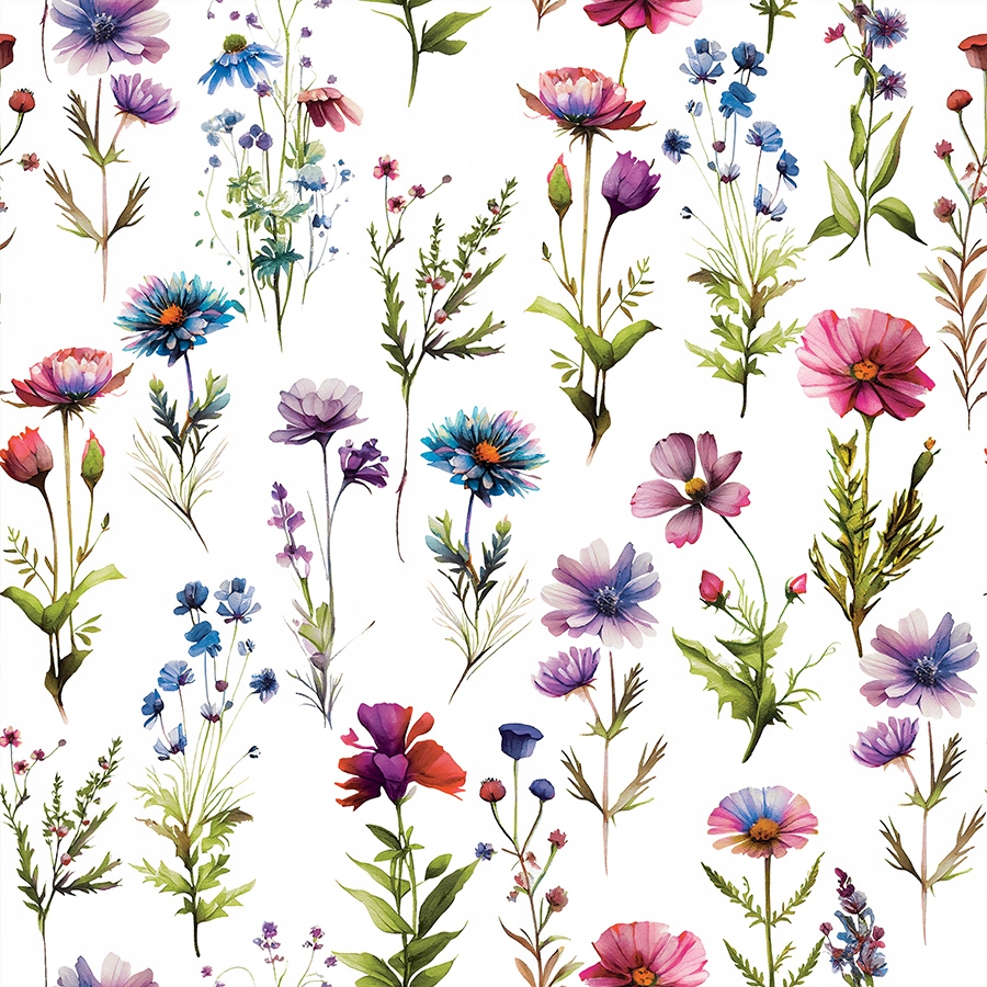 ZASŁONA gotowa na taśmie POLNE KWIATY 140X160