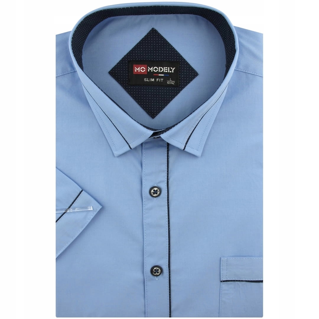 Koszula Męska Niebieska Bawełniana Wizytowa Garniturowa M 39/40