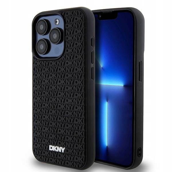 Pouzdro pouzdra kryt Dkny 3D Rubber Repeat Pattern iPhone 15 Pro Max černé