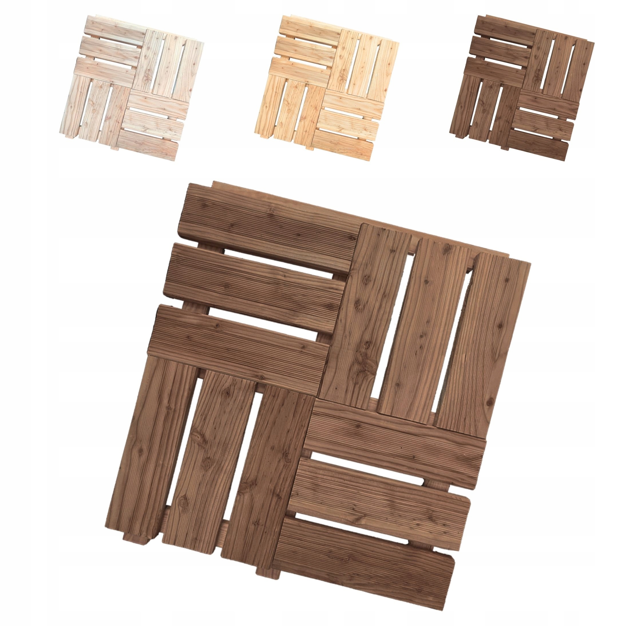 Plošina Dřevěná mozaika, zahradní balkonový panel 60x60 cm Bronz